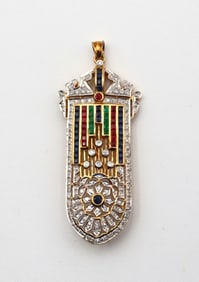 Unique 18Kt Diamond & Multi-Precious Stone Pendant/Brooch