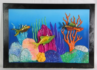 Roark Gourley (American, 1949-Present) Resin Fish Scene
