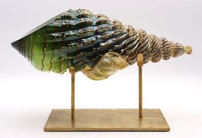 Jack Ink (American, b. 1944) Art Glass Sculpture with Stand