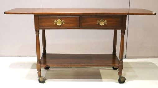 Henkel Harris Mid-Century Cherry Wood Drop Leaf Bar Cart