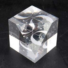 Vintage Steuben "Moon and Stars" Prism Crystal Paperweight