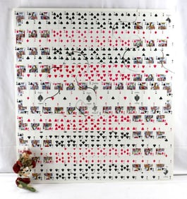 Lenore Diamond Robins "Playing Cards" Collage on Wood
