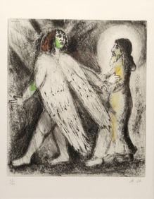 Marc Chagall "L'homme guide par l'eternel" Etching