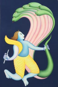 Attr. Manjit Bawa "Untitled" (Kalia Krishna) Oil on Canvas