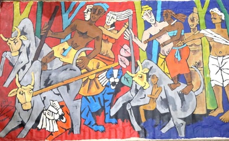 Attr. Maqbool Fida Husain "Untitled" Acrylic on Canvas