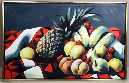 Lowell Nesbitt "Pineapple and Fruit" Oil Painting on Canvas