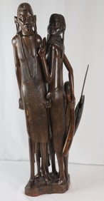 Large African Hand Carved Wooden Sculpture