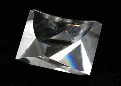 Lloyd Atkins for Steuben Pyramid Block Crystal Paperweight
