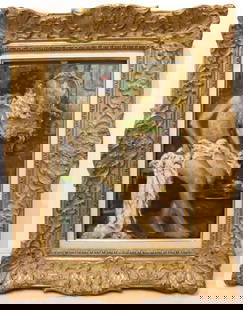 Vincenzo Irolli (Italian, 1860-1949) Oil Painting on Canvas: Vincenzo Irolli (Italian, 1860-1949) Oil Painting on Canvas. Depicting a nude woman sitting. Signed lower left. Measures approx. - 19 3/4" high x 13" wide, with frame - 29 3/4" high x 23