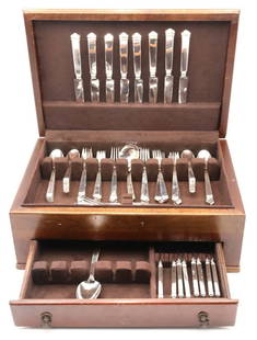 67 Pc. Tiffany & Co. "Hampton" Dinner Size Sterling Flatware Set: 67 Pc. Tiffany & Co. "Hampton" Dinner Size Sterling Silver Flatware Set. Service for 8, this set contains 8 dinner forks - 7 3/4" 8 luncheon forks 8 salad forks 16 tea spoons 8