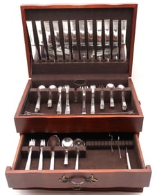 96 Pc. Georg Jensen "Parallel" Dinner Size Sterling Flatware Set