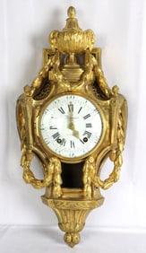 Antique French Louis XVI Gilt Bronze Cartel Clock