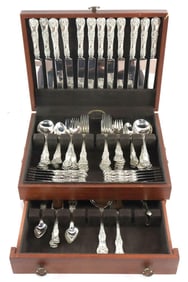 87 Pc. Tiffany & Co. "English King" Dinner Size Sterling Flatware Set
