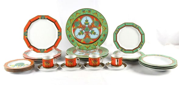 27 Pc. Rosenthal Versace "Le Voyage De Marco Polo" Porcelain Dinner Set
