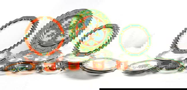 27 Pc. Rosenthal Versace "Le Voyage De Marco Polo" Porcelain Dinner Set: 27 Pc. Rosenthal Versace "Le Voyage De Marco Polo" Porcelain Dinnerware China Set. Discontinued - 2000. This set contains 4 chargers - 12" 4 dinner plates - 10 1/2" 4 salad