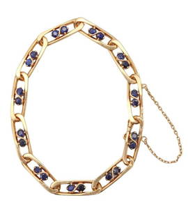 Vintage Cartier L'Enfant 18Kt & Sapphire Figaro Link Bracelet: Vintage Cartier 18Kt & Sapphire L'Enfant Figaro Link Bracelet. Figaro-Plaquette bracelet designed by L'Enfant for Cartier. This is a very rare and unusual bracelet created in Paris