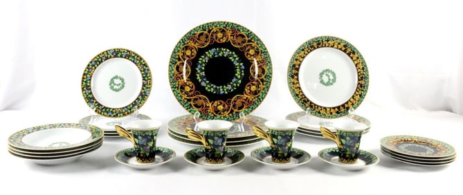 28 Pc. Rosenthal Versace "Gold Ivy" Porcelain Dinner Set