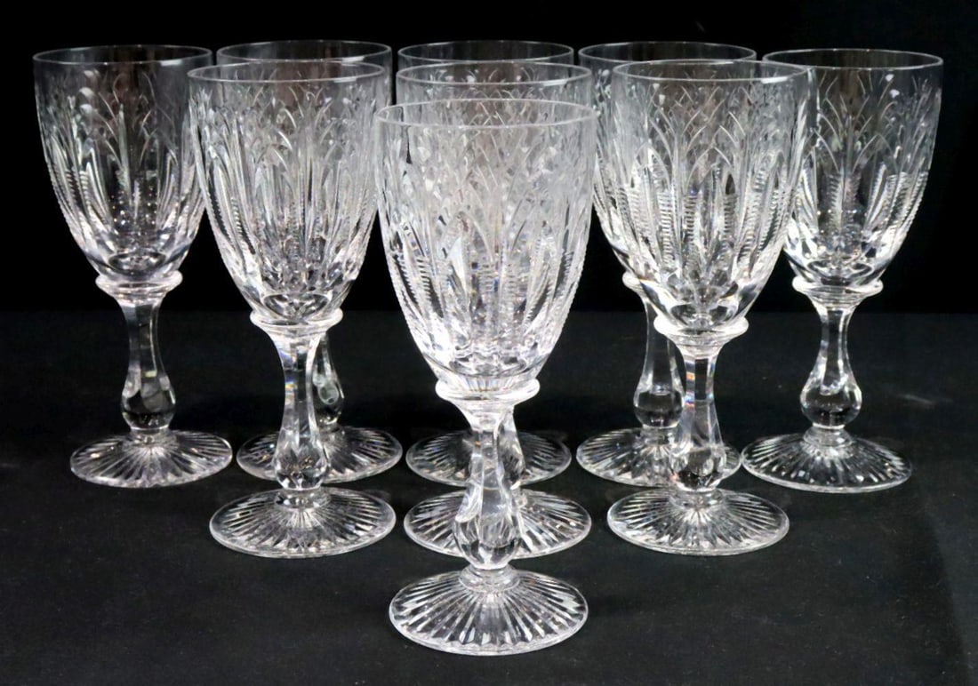 9 Pc. Stuart "Churchill" Crystal Water Goblet Set (1 of 6)