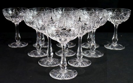 11 Pc. Stuart "Churchill" Crystal Champagne Glass Set