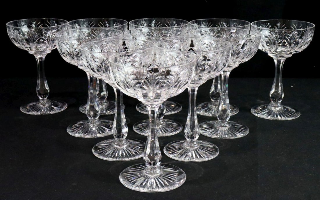 11 Pc. Stuart "Churchill" Crystal Champagne Glass Set (1 of 6)