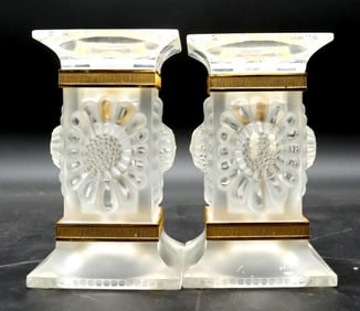 Pair of Lalique "Paquerettes" Candle Holders