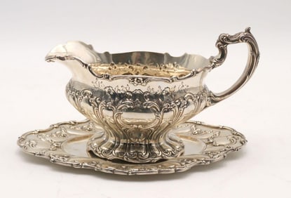 Gorham "Chantilly" Sterling Silver Gravy Boat with Underplate