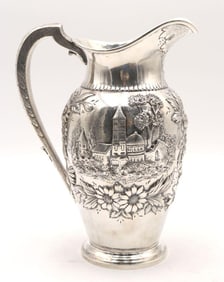 Rare Kirk & Sons Repousse Sterling Silver Water Pitcher
