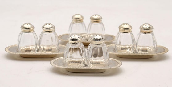 Four Christofle "Malmaison" Sterling Salt & Pepper Shaker Sets