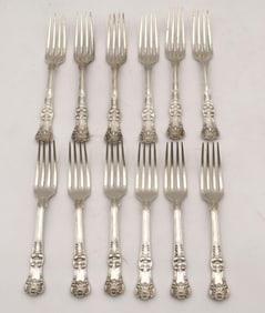 12 Pc. Tiffany & Co. "English King" Sterling Luncheon Forks