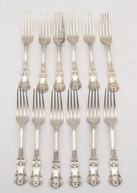 12 Pc. Tiffany & Co. "English King" Sterling Silver Dinner Forks