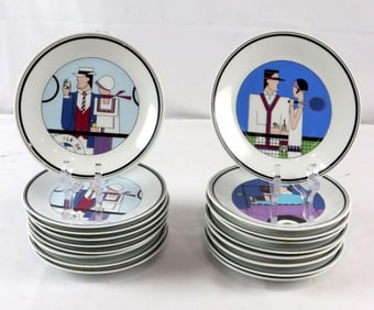18 Pc. Philippe Deshoulieres Porcelain Lourioux Canape Plates