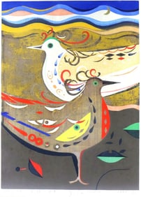 Yoshiharu Kimura "King and Queen" Woodblock Print