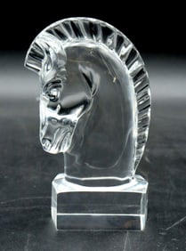 Steuben Crystal Horse Head Paperweight