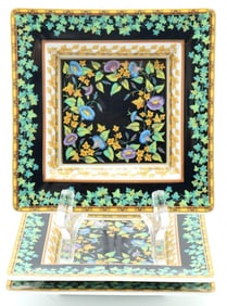 3 Pc. Versace Rosenthal "Gold Ivy" Porcelain Trays