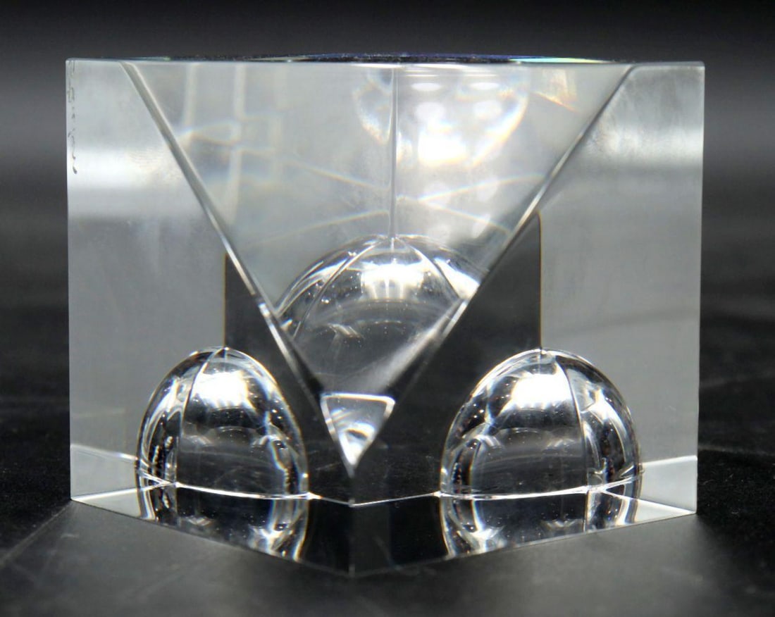 Rare Steuben Floating Spheres Crystal Paperweight: Rare Steuben Floating Spheres Crystal Paperweight #8401. Includes original box and cloth bag. Measures approx. - 3" W x 2" H x 3" D. Condition is overall good. Have a similar item to sell?