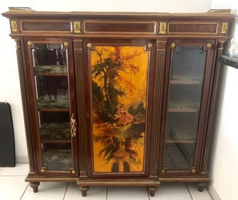 Early 20th C. French Hand Painted Wooden Cabinet