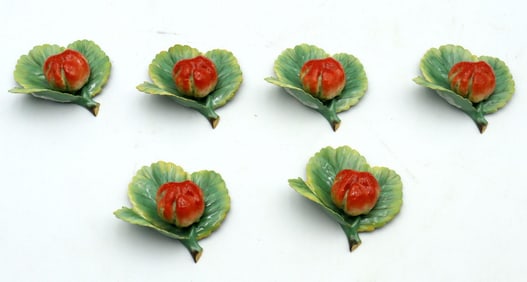 6 Pc. Herend Hand-Painted Porcelain Card Holders