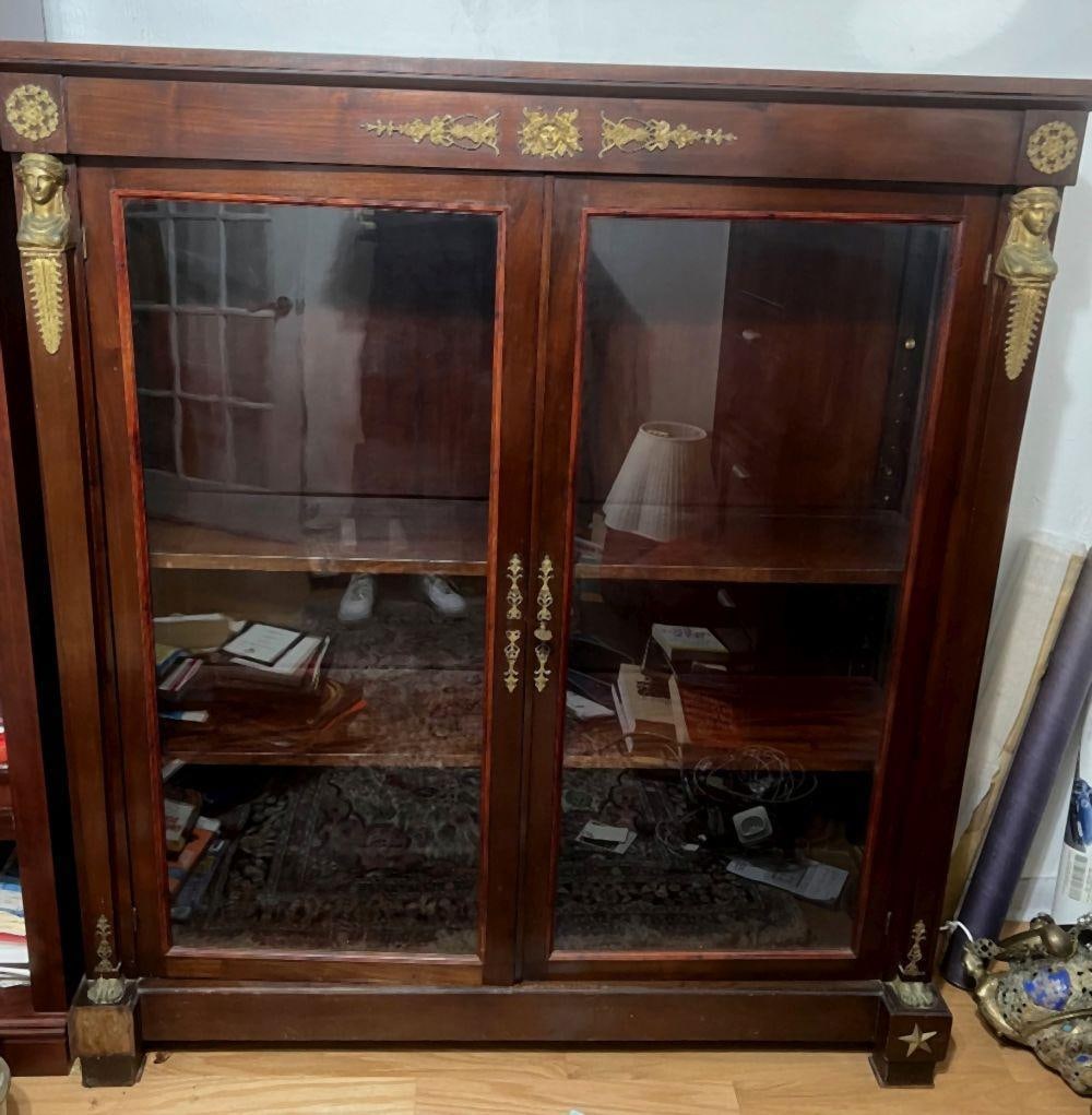 Antique Empire-Style Bronze Mounted Mahogany Bookcase (1 of 8)