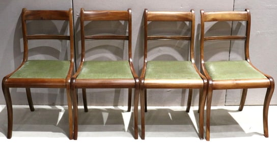 Four Regency Mahogany Upholstered Chairs