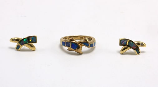14Kt Yellow Gold & Opal Suite