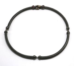 In the Style of David Yurman 18Kt & Sterling Necklace
