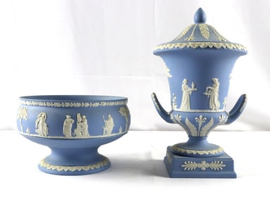 2 Pc. Wedgwood Jasperware Bowl & Urn