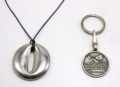 Sterling Silver Key Ring and Pendant with Necklace