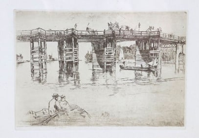 James Mcneill Whistler (American, 1834-1903) "Old Putney Bridge" Etching