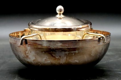 Neiman Marcus Silver Plated Glass Caviar Server