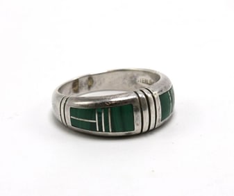 Native American Malachite & Sterling Silver Ring