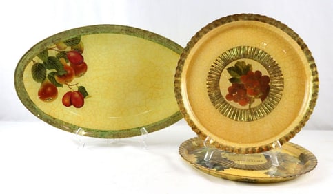 3 Pc. Vintage Lesley Roy Serving Platter Set