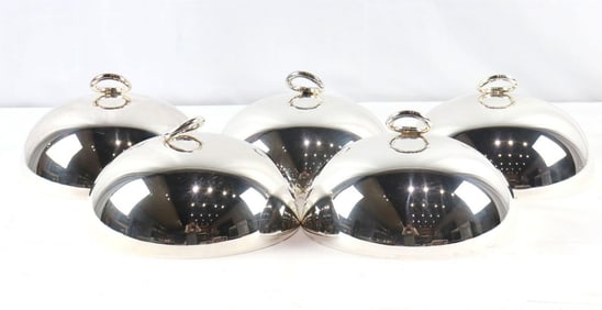 Five Christofle "Vertigo" Silver Plated Cloches
