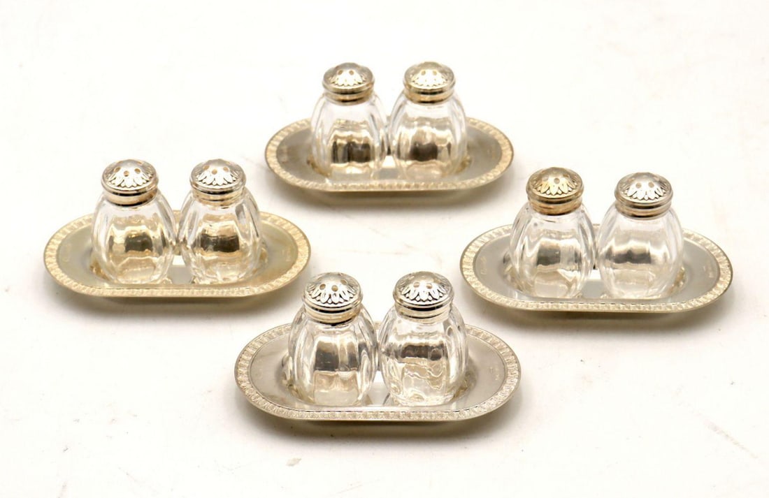 Four Christofle "Malmaison" Sterling Salt & Pepper Shaker Sets (1 of 7)