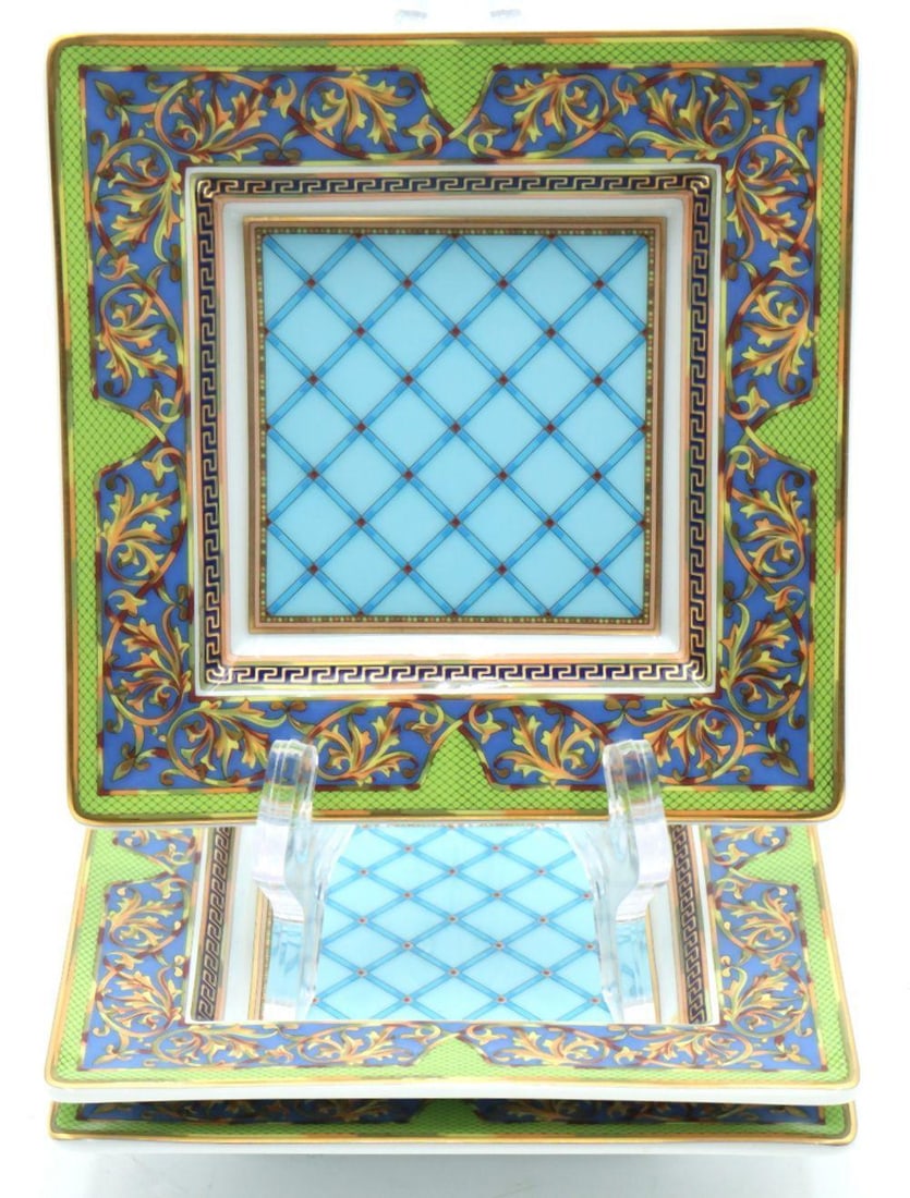 3 Pc. Versace Rosenthal "Russian Dream" Porcelain Trays: 3 Pc. Versace Rosenthal "Russian Dream" Small Porcelain Trays. Measures approx. 5 1/4" x 5 1/4". Condition is overall good. Have a similar item to sell? Contact us at info@marketa